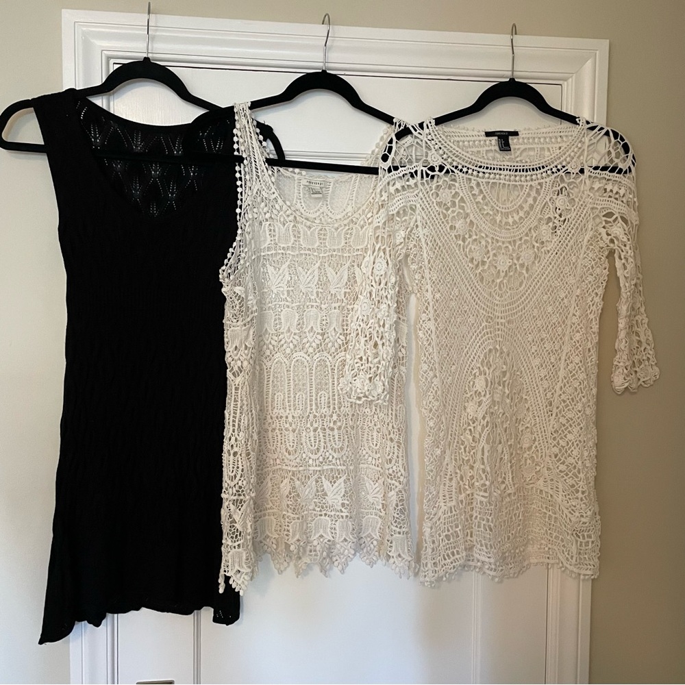 Set of THREE crochet Swim Coverups, Small